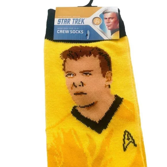 NEW 2 Star Trek The Original Series Crew Socks Captain Kirk and Spock - Picture 2 of 9